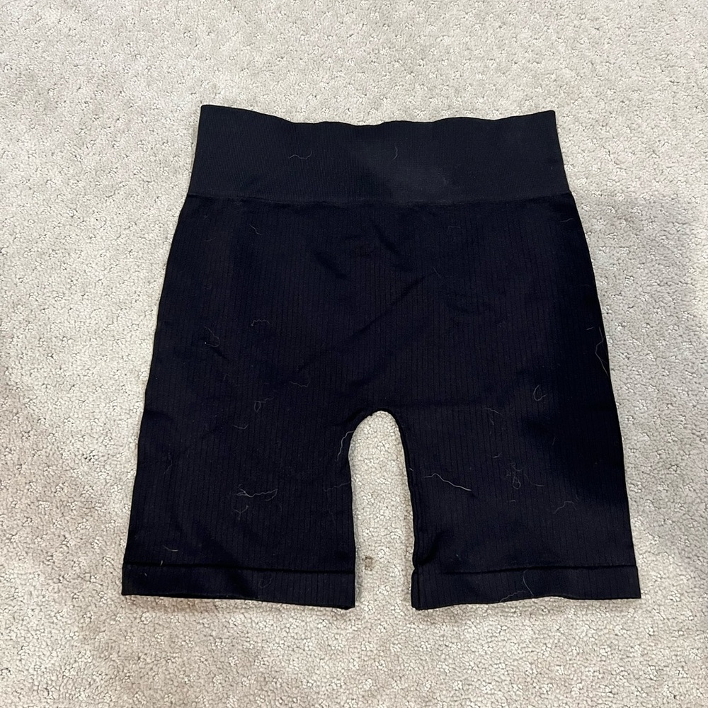 HRH Collection Ribbed Black Bike Shorts